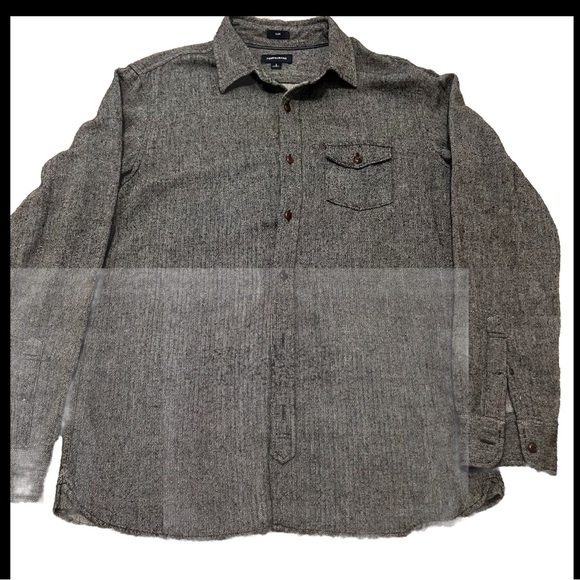 Mens J Crew Jeans Long Sleeved Cotton/Wool Button Front Shirt L. Flaw In Front - Picture 1 of 12
